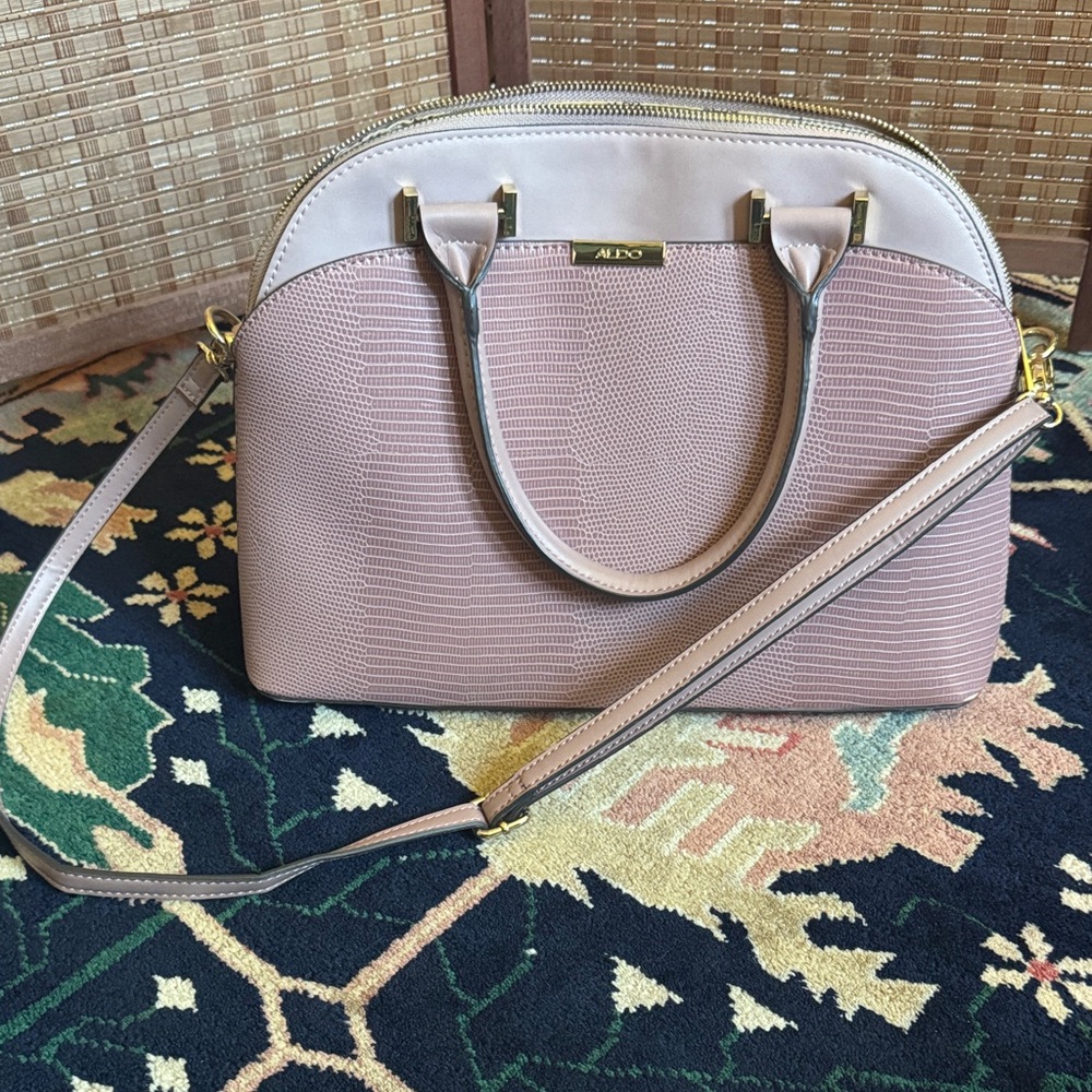 ALDO Blush Pink Textured Dome Satchel with Gold Hardware